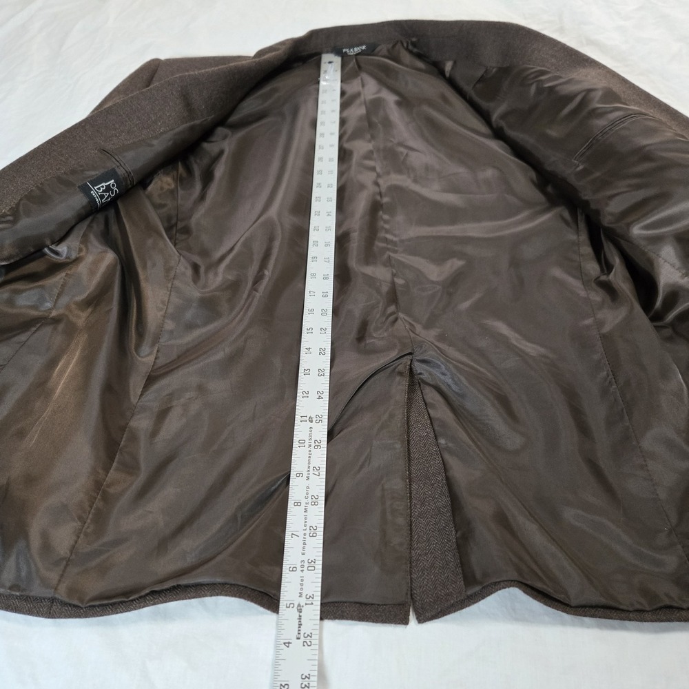 Jos A Bank 100% Wool Tweed Herringbone‎ 46R Blazer Sport Coat  Jacket Brown - Picture 2 of 10